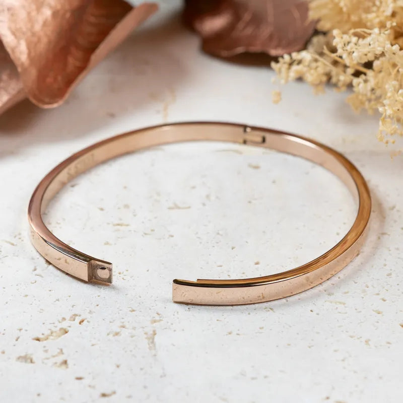 Bracelet "La vie est faite de petits bonheurs", fête des mères en acier inoxydable rose gold