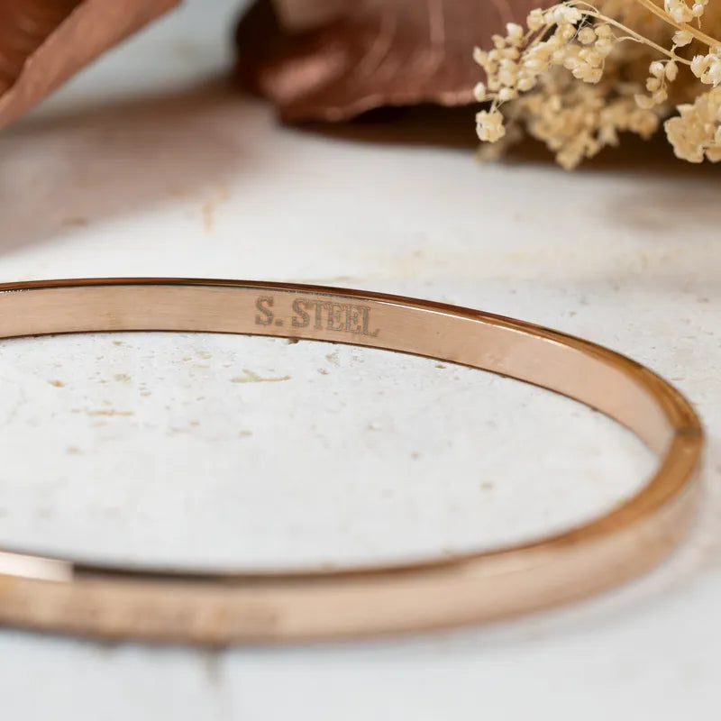 Bracelet "La vie est faite de petits bonheurs", fête des mères en acier inoxydable rose gold
