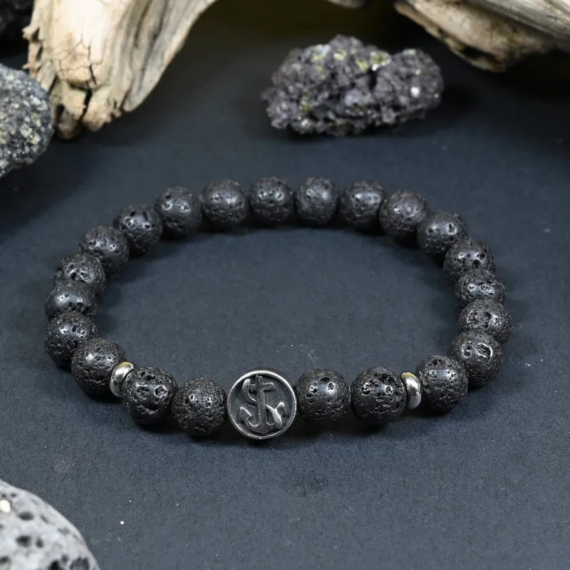 Bracelet Homme Pierre de Lave - Ancrage et Vitalité Marin