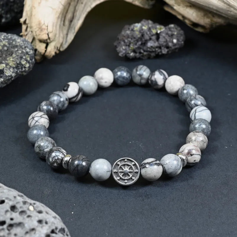 Bracelet Homme Jaspe Gris - Stabilité et Maîtrise Marin