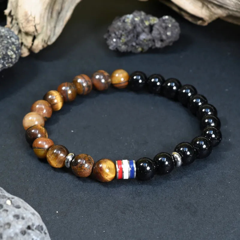 Bracelet Homme Oeil de Tigre & Onyx - Protection, Confiance & Ancrage France