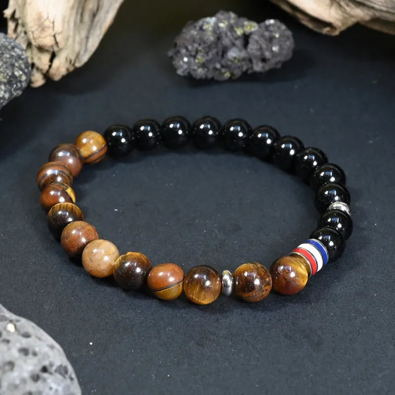 Bracelet Homme Oeil de Tigre & Onyx - Protection, Confiance & Ancrage France