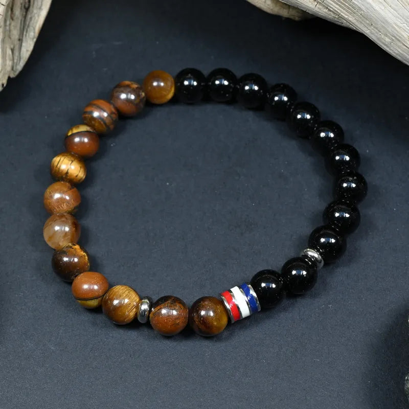 Bracelet Homme Oeil de Tigre & Onyx - Protection, Confiance & Ancrage France