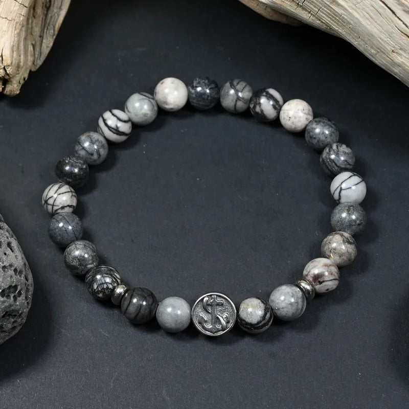 Bracelet Homme Jaspe Gris - Stabilité et Maîtrise Marin