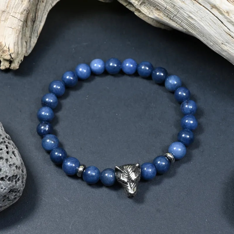 Bracelet Homme Dumortiérite - Clarté, Détermination & Esprit de Meute Loup