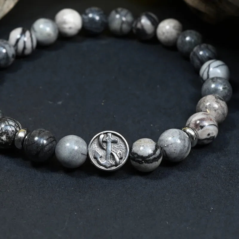 Bracelet Homme Jaspe Gris - Stabilité et Maîtrise Marin