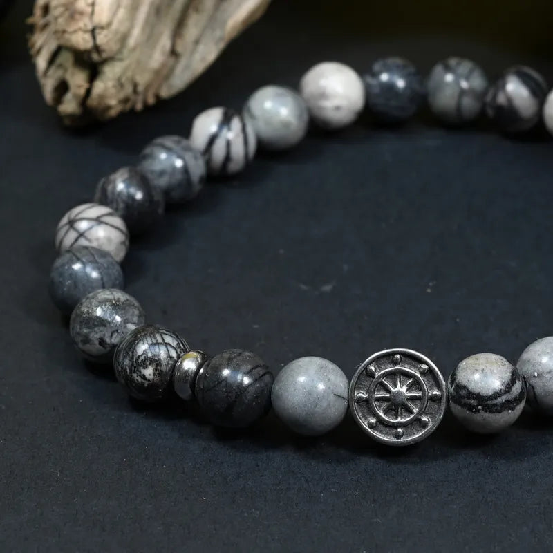 Bracelet Homme Jaspe Gris - Stabilité et Maîtrise Marin