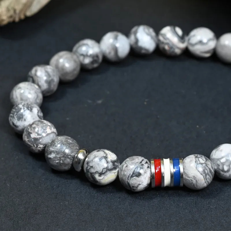 Bracelet Homme Jaspe Gris - Calme et Force Intérieure France