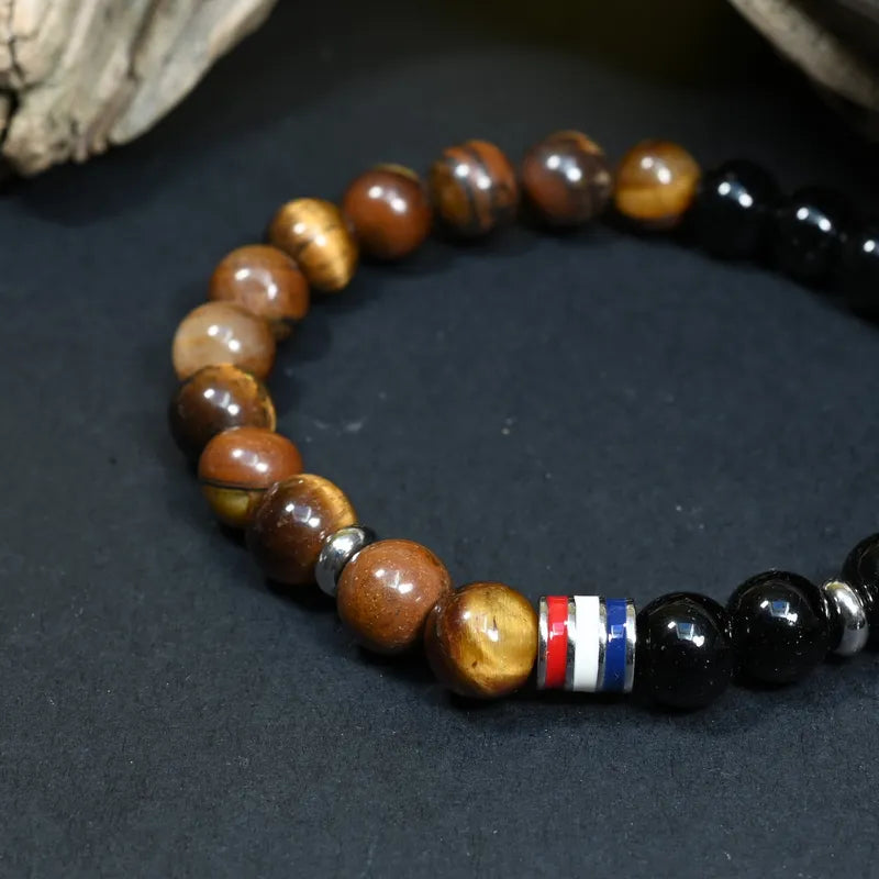 Bracelet Homme Oeil de Tigre & Onyx - Protection, Confiance & Ancrage France