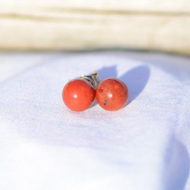 Boucles d'oreilles "Intuition" en Corail Rouge (Argent 925) - lespierresdubienetre