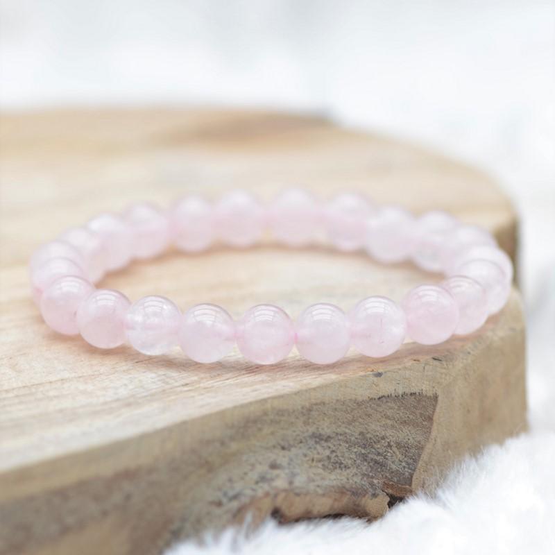 Bracelet perles carrées en quartz rose