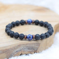 Bracelet "Contrôle & Reconstruction" en Lapis Lazuli & Pierre de Lave Homme
