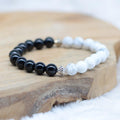Bracelet "Anti-Tabac" en Agate Noire & Howlite Dépolie