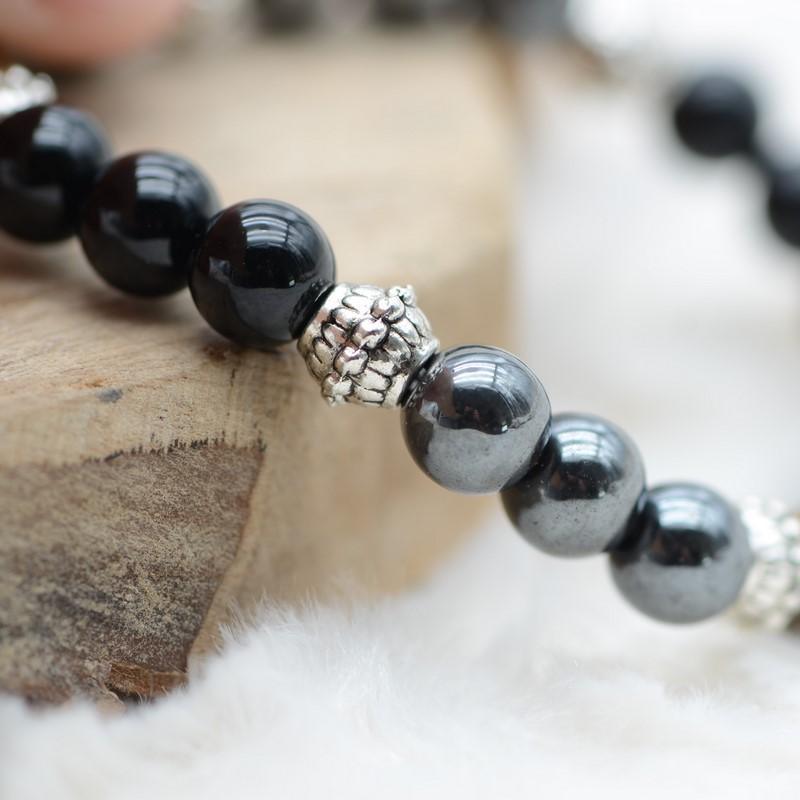 Bracelet "Protection Triple" en Hematite, Oeil-de-Tigre et Obsidienne - lespierresdubienetre