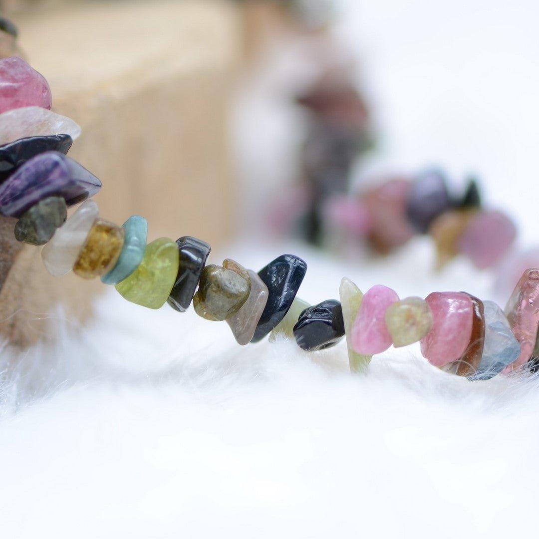 Bracelet "Renfort" en Tourmaline Multicolore Chip - lespierresdubienetre