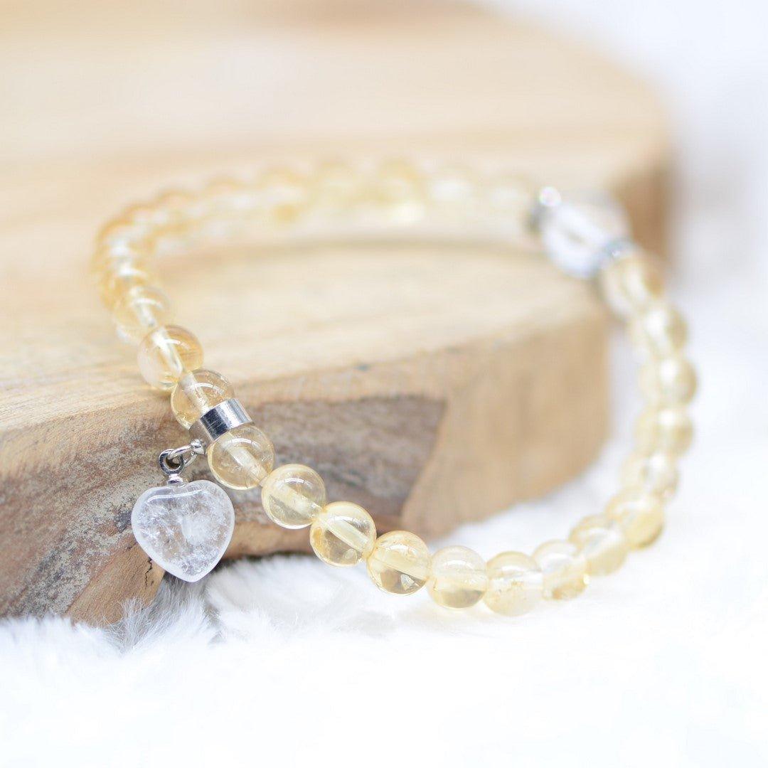 Bracelet "Réussite" en Citrine ( Cœur en quartz ) - lespierresdubienetre