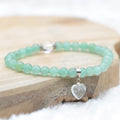 Bracelet "Tranquillité" en Aventurine (Coeur en Quartz)