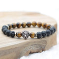 Bracelet Vipponah "Confiance du Lion Style 2" en Pierre de Lave et Œil de Tigre