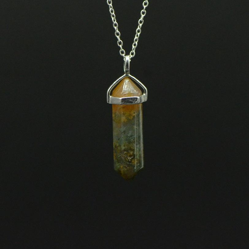 Pendentif "Courage" en Agate Mousse Pointe - lespierresdubienetre