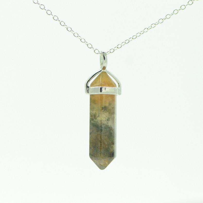 Pendentif "Courage" en Agate Mousse Pointe - lespierresdubienetre