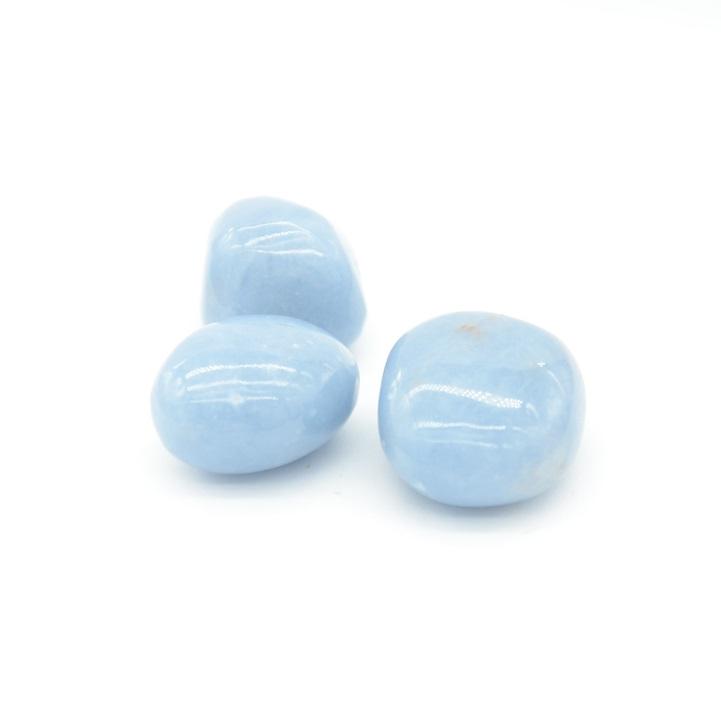 Pierre roulée "Fraternité" en Angélite (Lot de 30-35g) - lespierresdubienetre