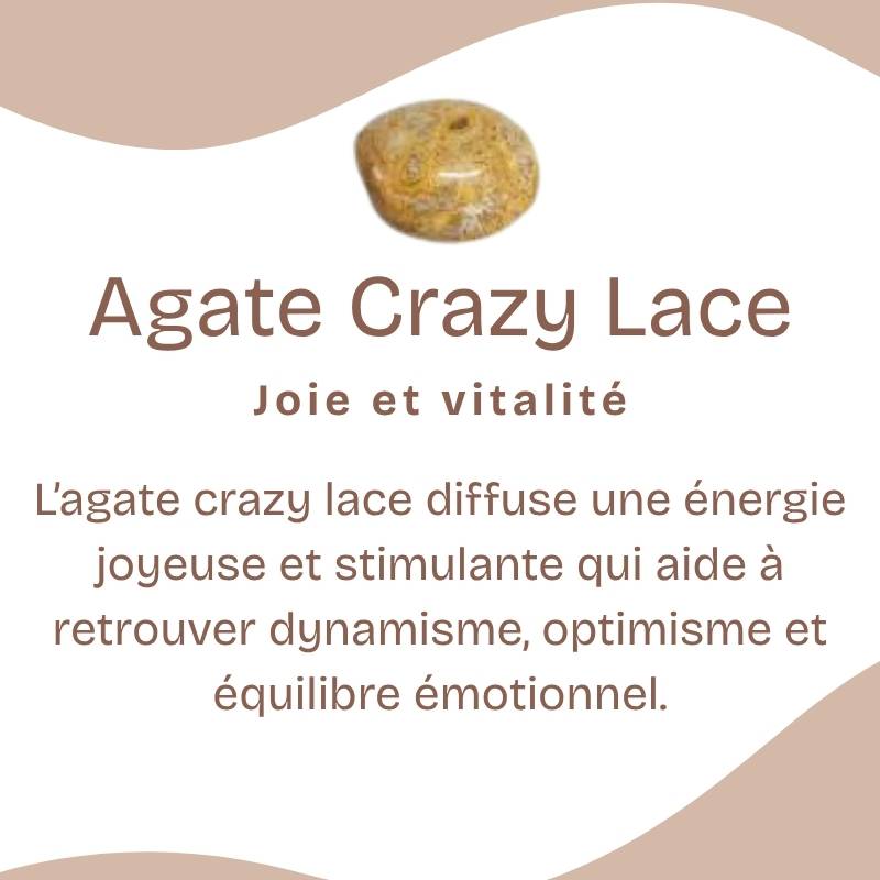 Bracelet "Joie" en Agate Crazy Lace (Cœur en Quartz)