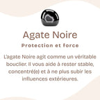 Bracelet "Force Mentale" en Agate Noire (Cœur en Quartz)