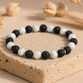Bracelet "Anti-stress et force" en Howlite & Pierre de Lave