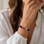 Bracelet "Protecteur, Énergie et Équilibre" en Jaspe Rouge, Amazonite & Tourmaline Noire