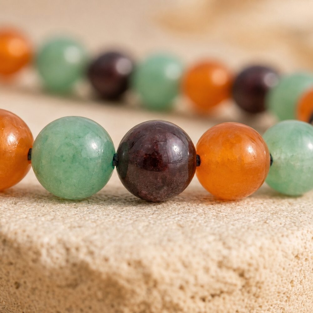 Bracelet "Énergie" Mix en Grenat, Cornaline et Aventurine Verte