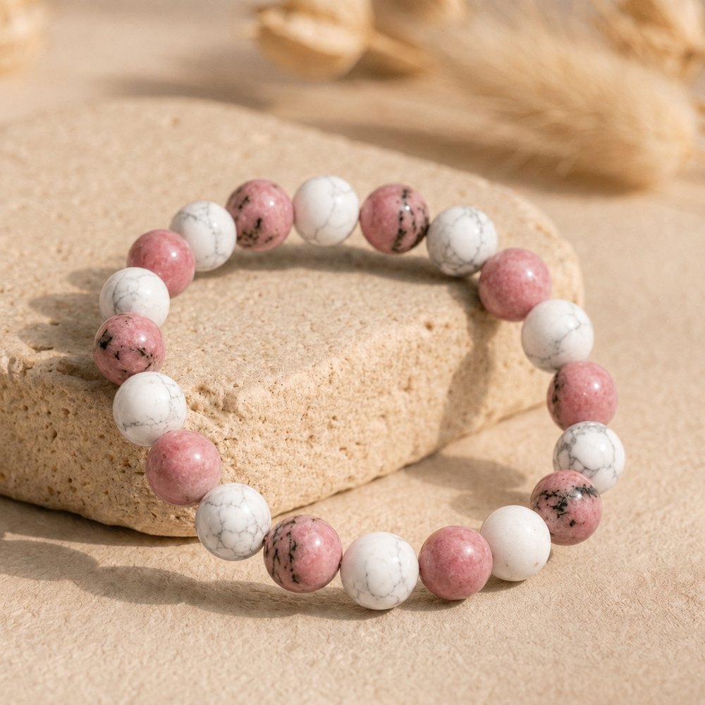 Bracelet "Ménopause" Mix en Rhodonite & Howlite
