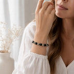 Bracelet "Minceur" Mix en Agate Noire & Jaspe Dalmatien