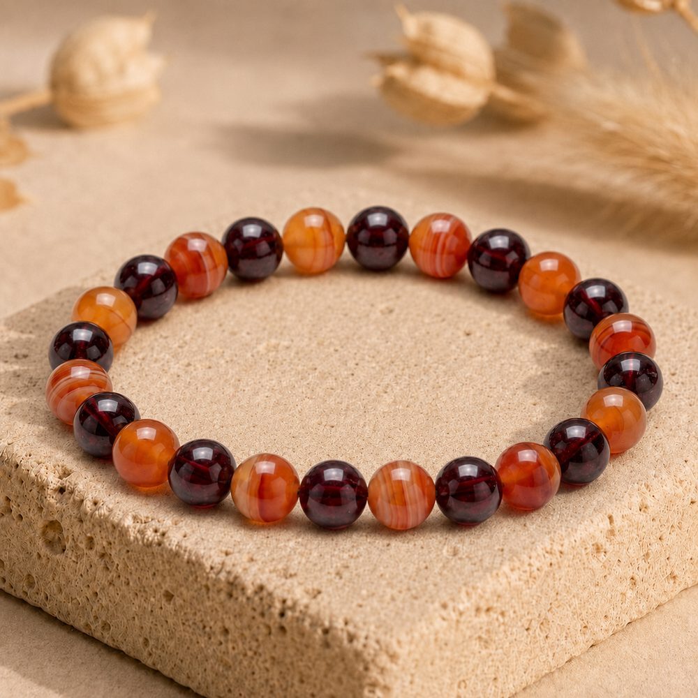 Bracelet "Confiance en soi" Mix en Cornaline et Grenat