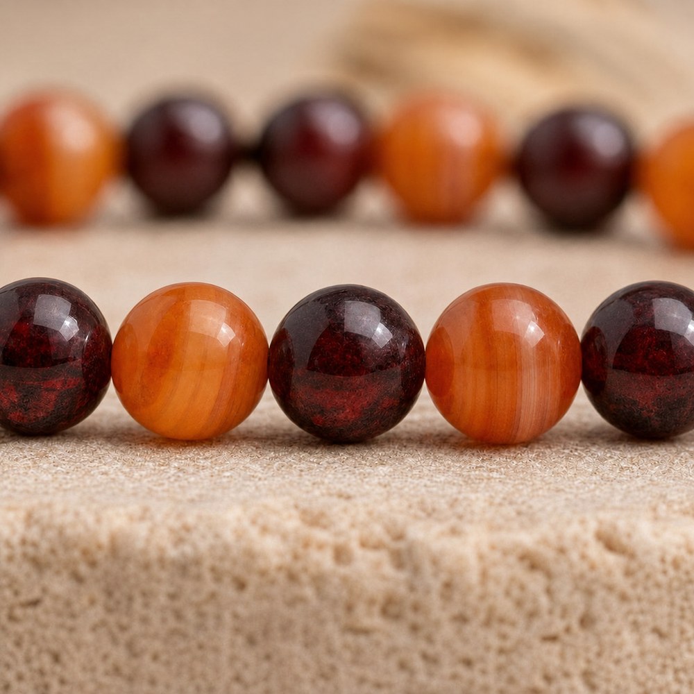 Bracelet "Confiance en soi" Mix en Cornaline et Grenat