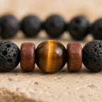 Bracelet "Confiance & Reconstruction" en Oeil de Tigre & Pierre de Lave Homme