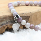 Bracelet "Éveil" en Lépidolite (Coeur en Quartz)
