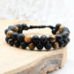 Bracelet "Confiance, Force & Reconstruction" en Oeil de Tigre, Pierre de Lave & Agate Noire - Homme - lespierresdubienetre