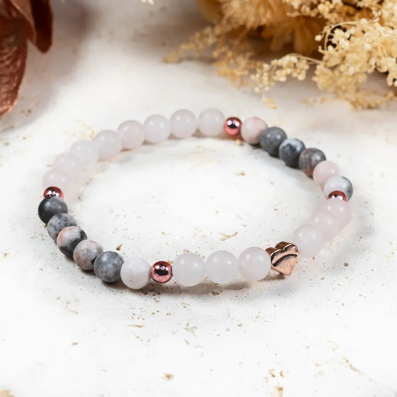 Bracelet [UNIQUE] Fête des Mères – Quartz Rose, Jaspe Zèbre