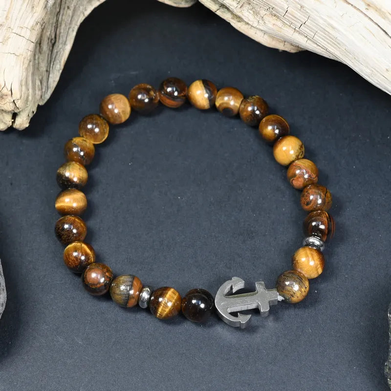 Bracelet Homme Œil de Tigre - Protection et Confiance Ancre