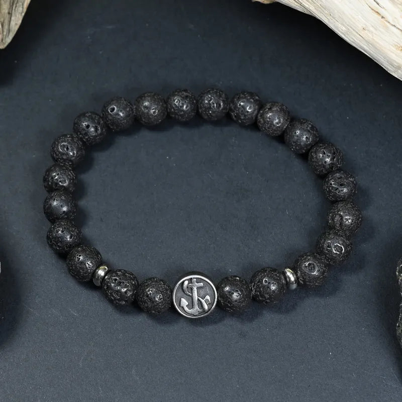 Bracelet Homme Pierre de Lave - Ancrage et Vitalité Marin