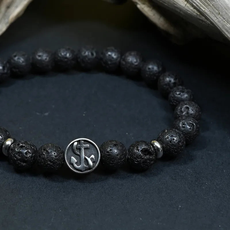 Bracelet Homme Pierre de Lave - Ancrage et Vitalité Marin