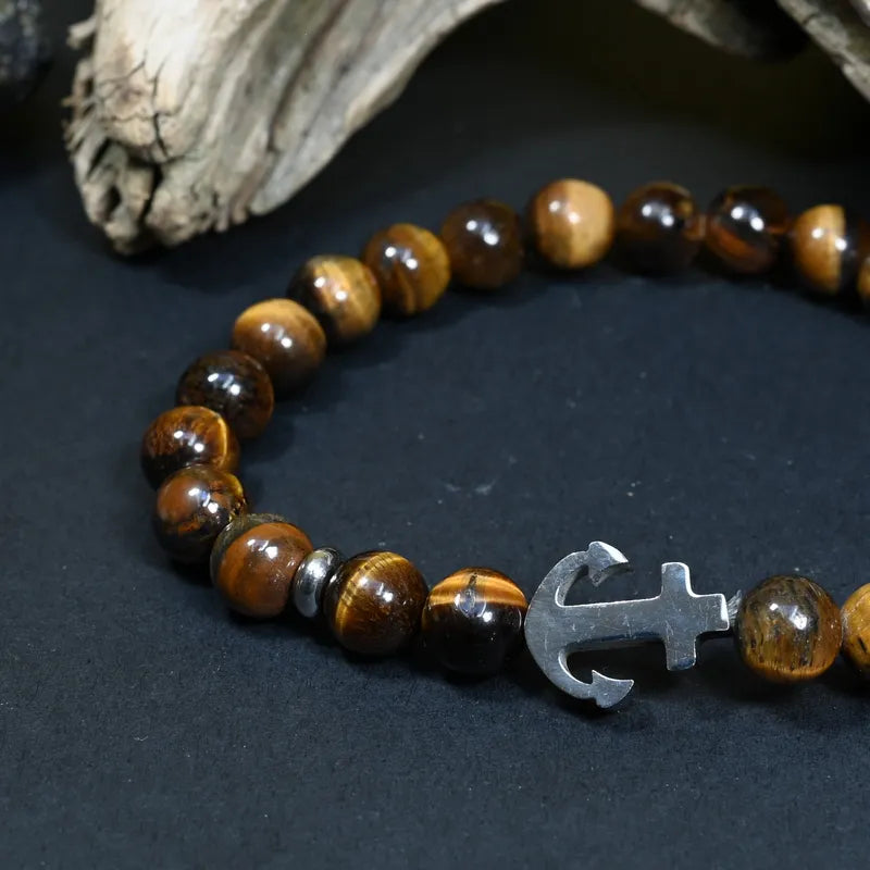 Bracelet Homme Œil de Tigre - Protection et Confiance Ancre