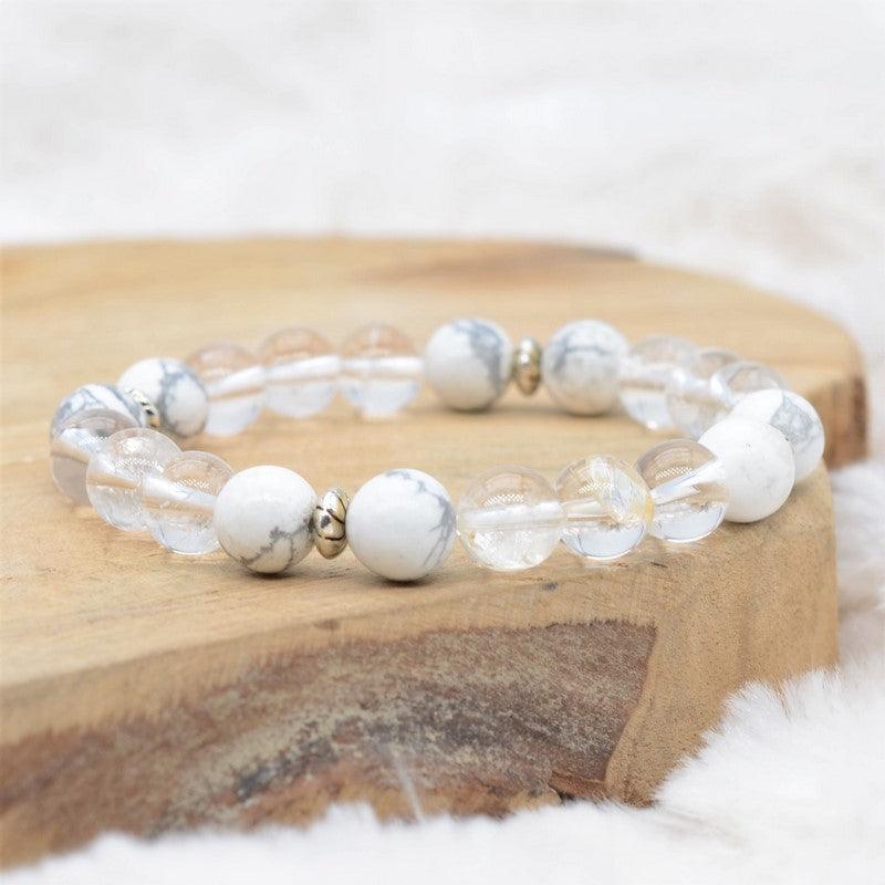 Bracelet "Amplificateur et Patience" en Quartz & Howlite - lespierresdubienetre