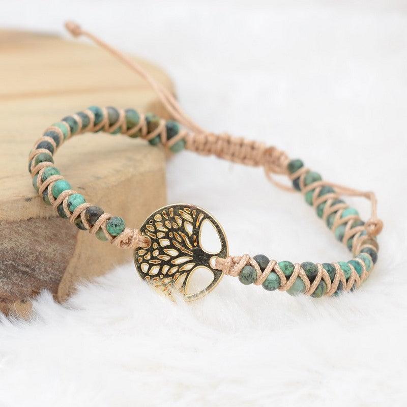 Bracelet Boho "Soulagement et Arbre de Vie" - lespierresdubienetre