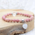 Bracelet "Soin" en Rhodonite d'Australie (Cœur en Quartz)