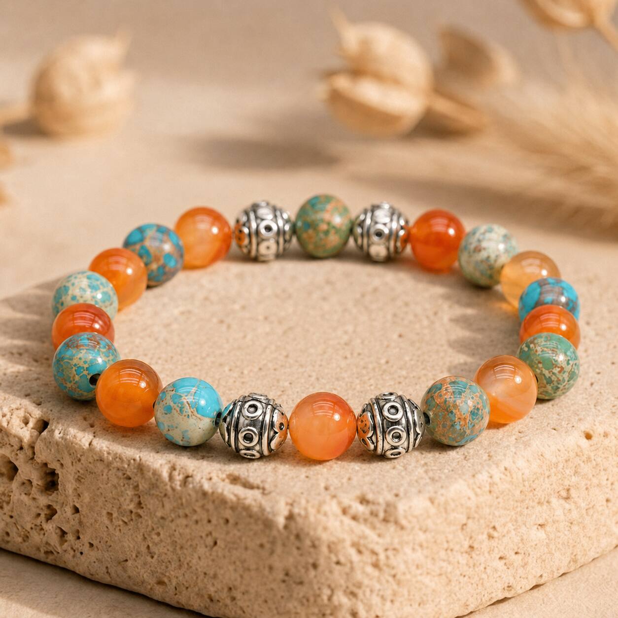 Bracelet "Bien-Être et Chance" en Régalite & Cornaline