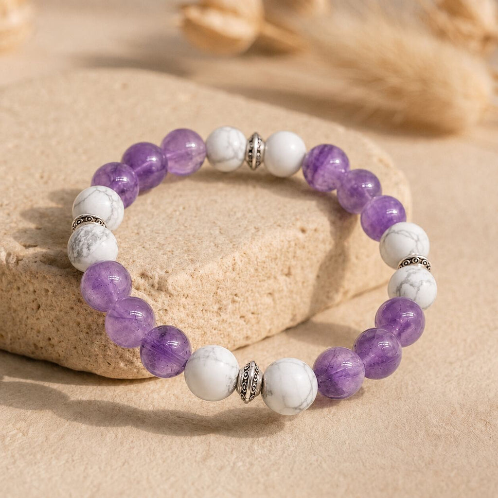 Bracelet "Anti-Stress" en Améthyste & Howlite