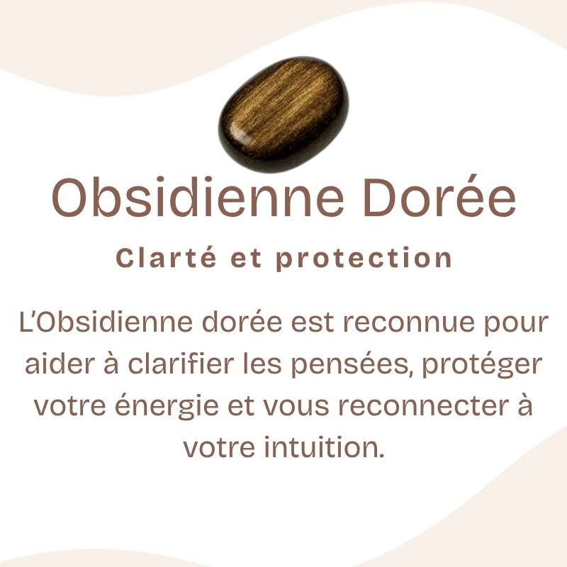 Bracelet "Bouclier" en Obsidienne Dorée