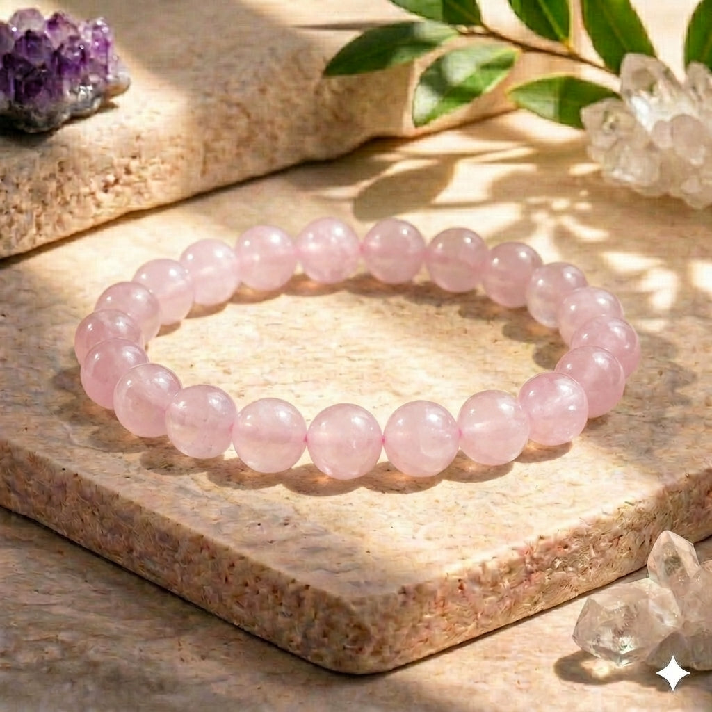 Bracelet "Amour" en Quartz Rose