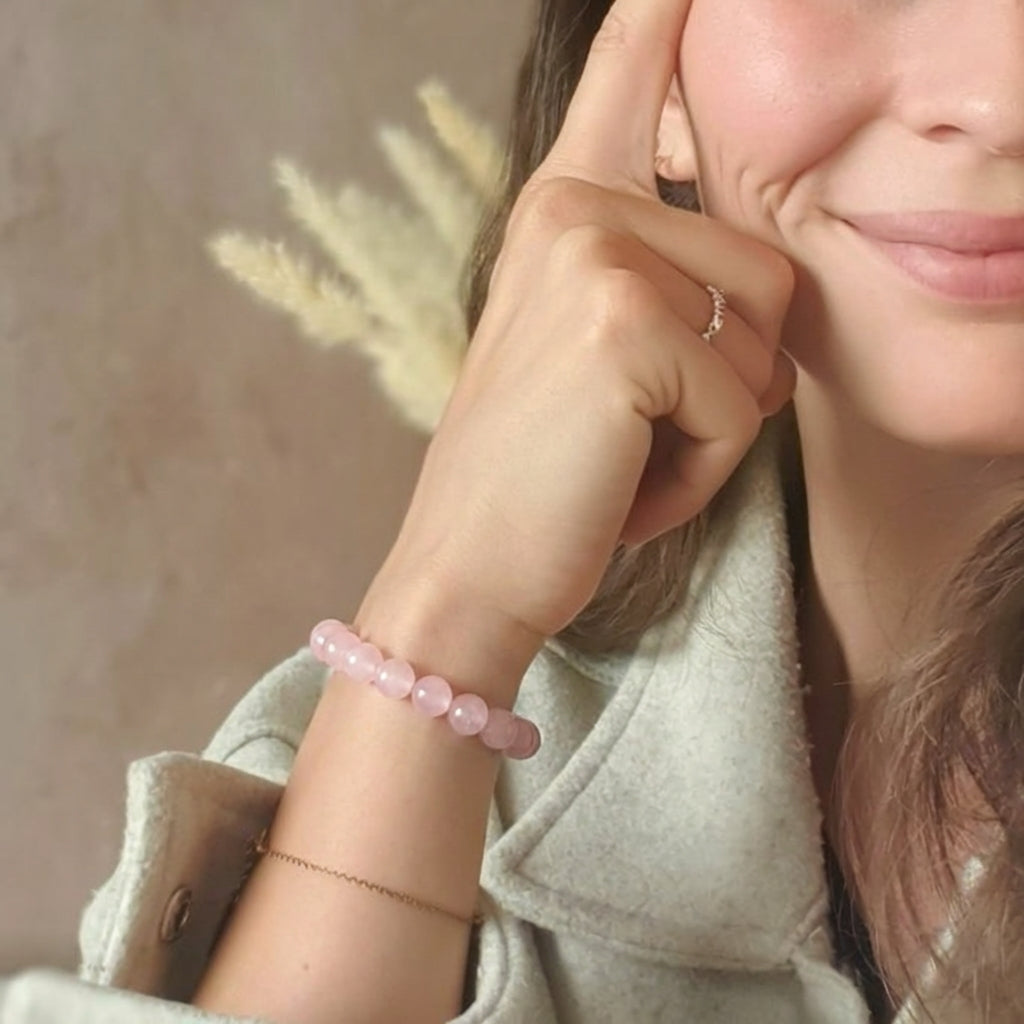 Bracelet de quartz rose-Les Créations de Sylvie Bracelet de quartz rose-Les Créations de Sylvie